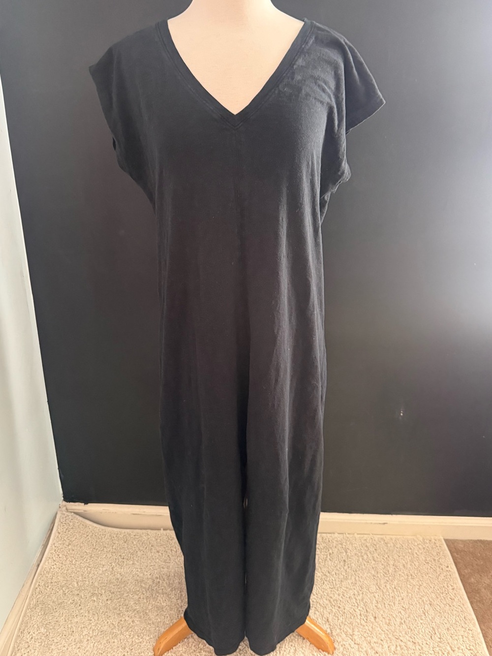 Classic Simple Black V-Neck Summer Maxi Dress